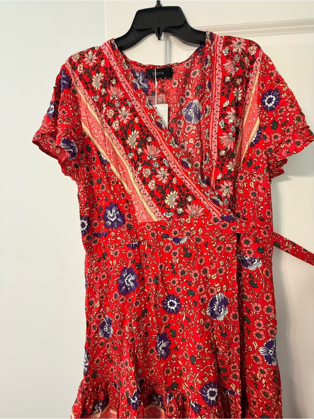 ZESICA Red Floral Wrap Dress - Women